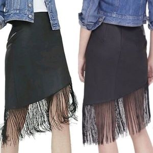 Express Fringe Skirt NEW Faux Leather Black Size 4